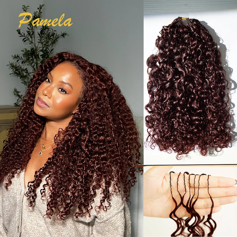 

Шоколадно-коричневый цвет, бирманские вьющиеся перья, вязанные крючком, наращивание человеческих волос, предварительно разделенные крючком косы без узлов, волосы для женщин