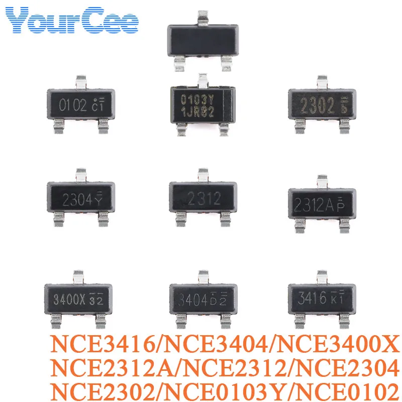 チャネルMOSFET ICチップ,20v,30v,100v,nce3416,nce3404,nce3400x,nce237a,nce2312,nce2304,nce2302,nce0103y,nce0102,sot-23, 50個