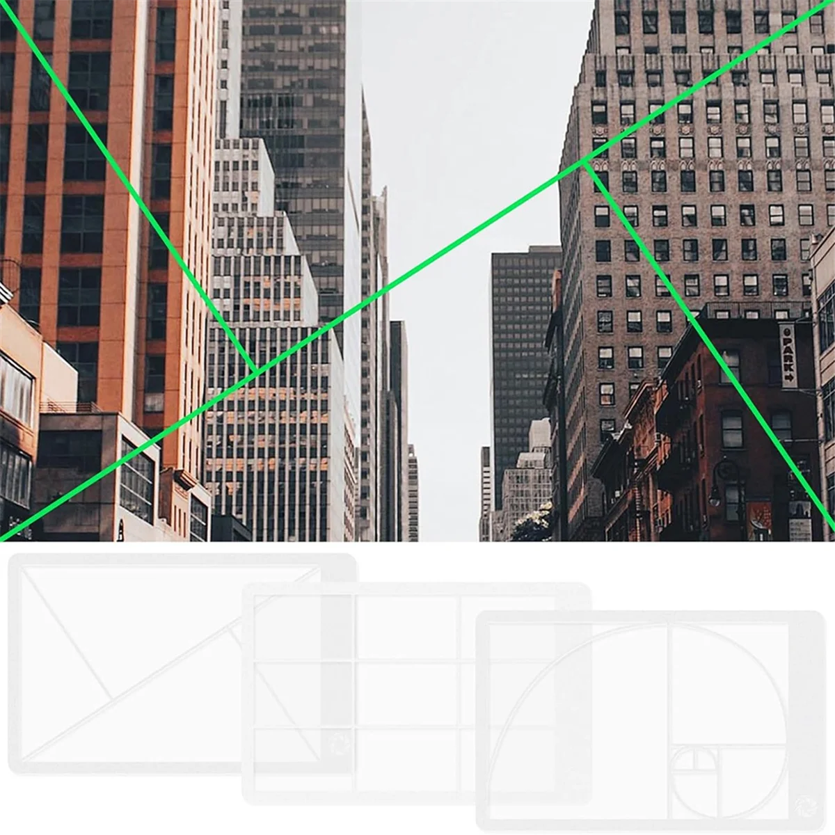 3 Stuks Viewfinders Fibonacci Composition View Finder Gulden Snede Foto Bekijken Positionering Liniaal Viewer