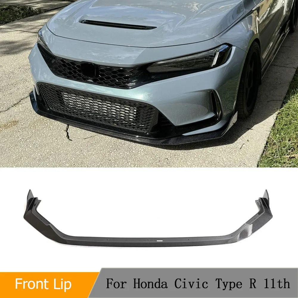 Car Front Bumper Lip Spoiler Splitters for Honda Civic TYPE R 2023 Carbon Fiber Racing Front Lip Chin Protector Guard Apron