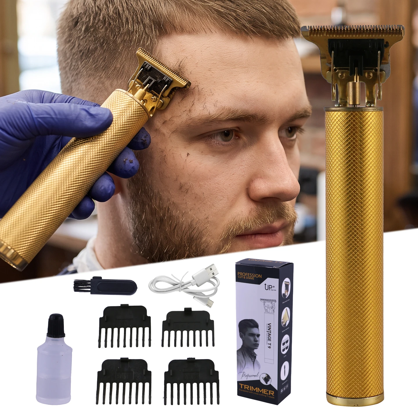 USB Cordless Hair Clippers Cordless Trimmers Kit Grooming Hair Cutting For Daily Maintenance Post-Shower Travel Camping Sports
