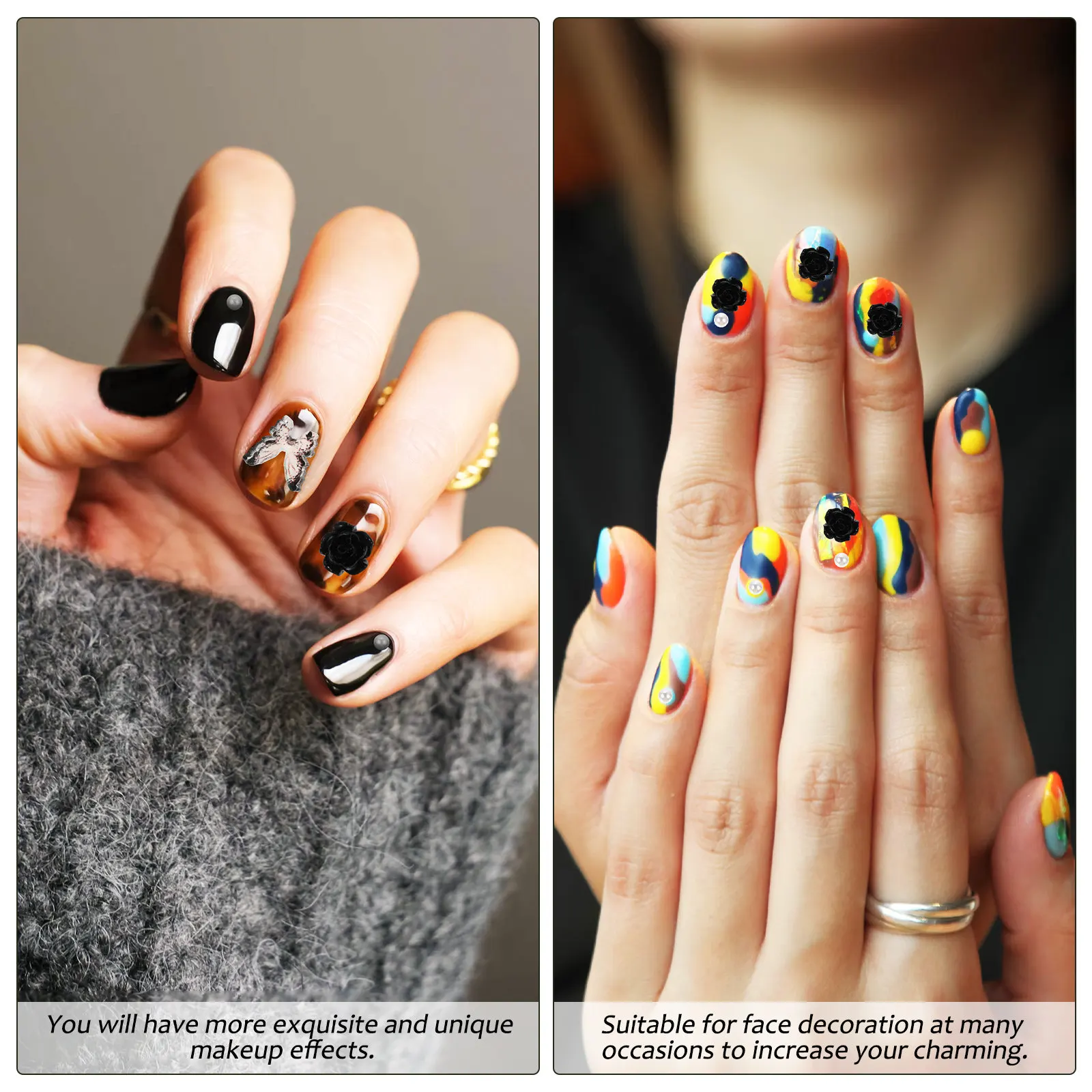 

4 Boxes Black Rhinestones Nail Charms Shiny Sequins for Face and Nail Art Decor Premium Manicure DIY Accessories Silver