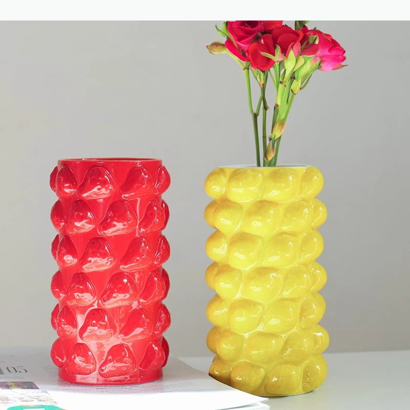 Obst Zitrone Keramik Vase Erdbeere Vase Blumenarrangement Vase Desktop Blumenwaren Ornamente Wohnzimmer Dekoration Handwerk
