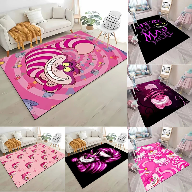 MINISO Disney Alice Wonderland Carpet Cheshire Cat Cartoon Pattern Living Bedroom Rug Bedside Floor Kid Room Cloakroom Play Mats