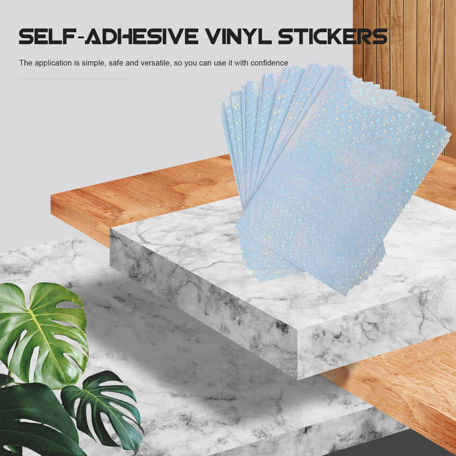 

20 Sheets Adhesive Vinyl Stickers Holographic Printable Self-Adhesive Decorative Vinyl Film for Cups Cars Books