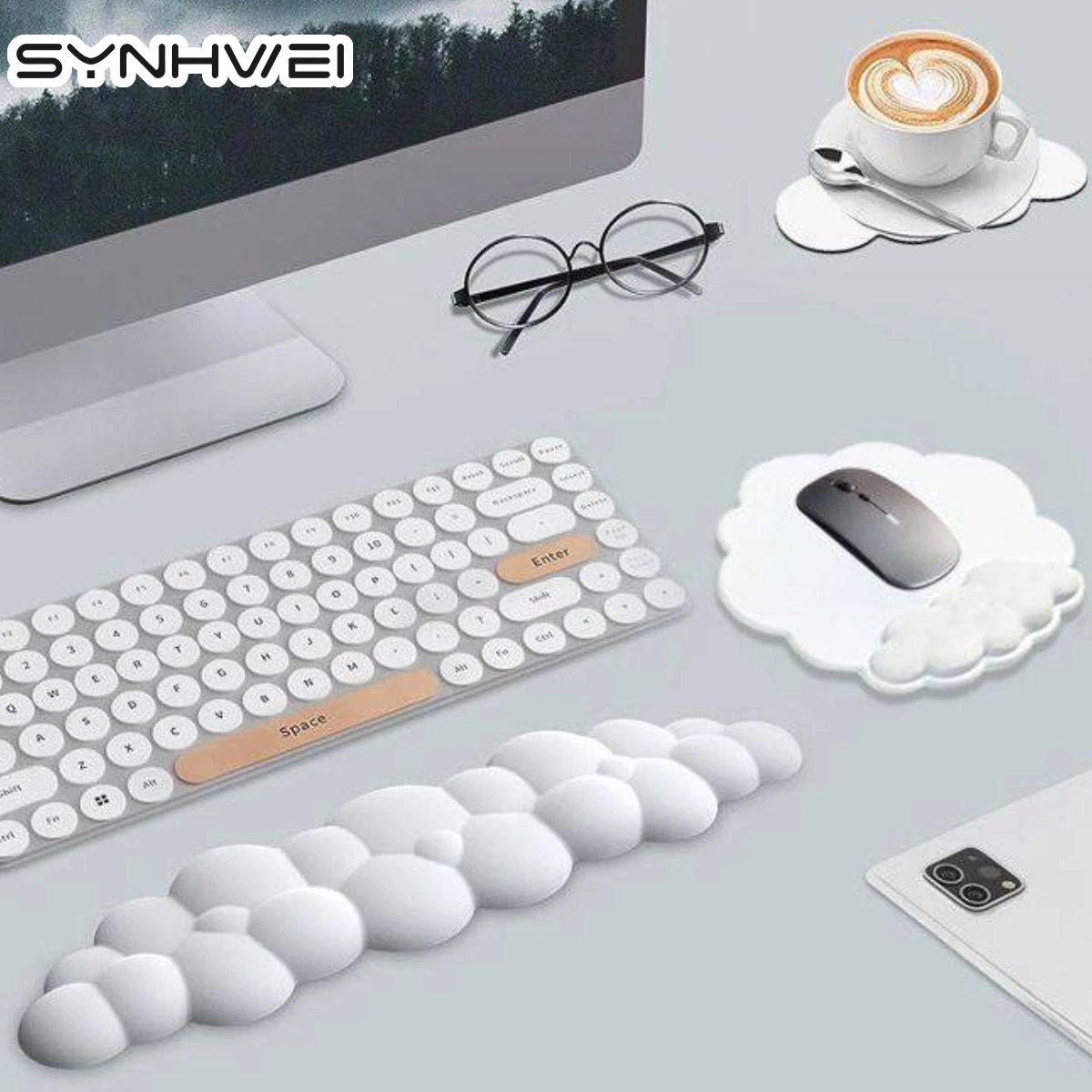 

Keyboard mouse wrist rest ergonomic office typing protect relax wrist memory mouse pad computer notebook mouse pad
