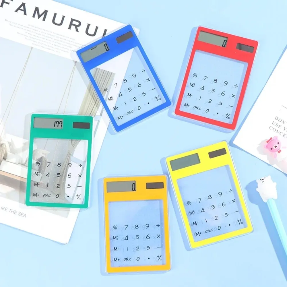 미니 휴대용 투명 만화 계산기, 태양 에너지 계산기, 사무실 학교 문구, 8 자리, 1PC