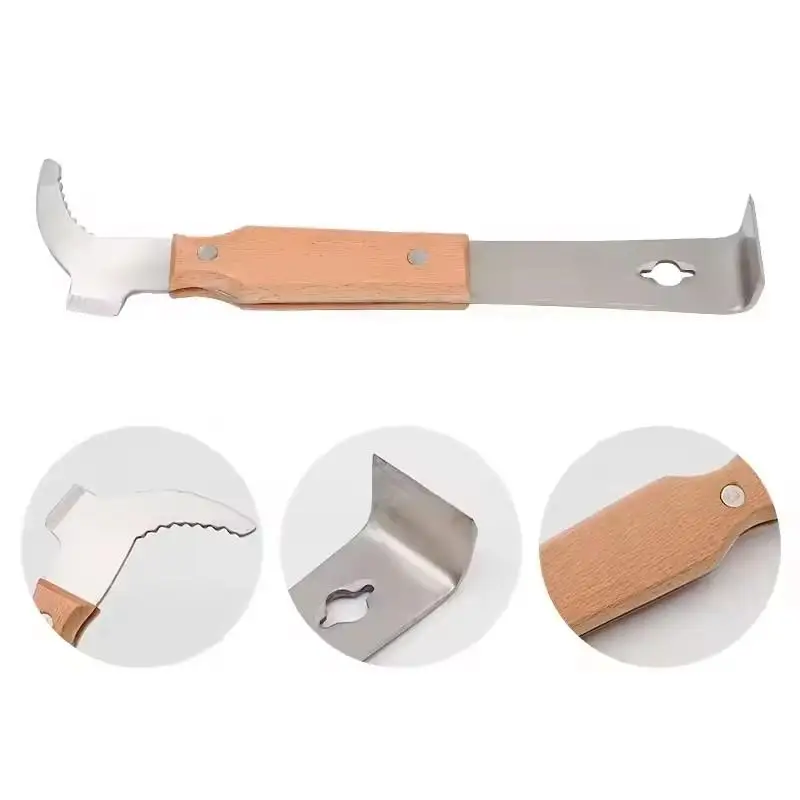 Multifunctional Beekeeping Hive Tool Stainless Steel J-Hook Scraper  Essential Pry Bar for Bee Hive Maintenance, Frames Lifting