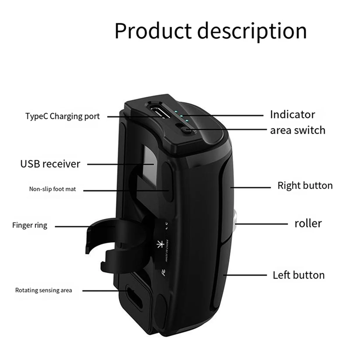 AB01 Bluetooth 2.4G Draadloze Vingermuis 1000 DPI Ringmuis Horizontaal en Verticaal Gebruik Perfect voor PC Laptop Computer