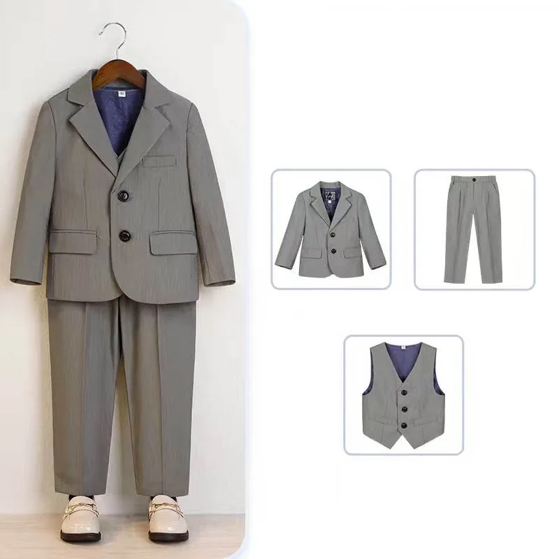 

Распродажа остатков: Детский весенний костюм-тройка (пиджак, жилет, брюки) для фотосессий, нарядный костюм для мальчиков, детский костюм для церемоний