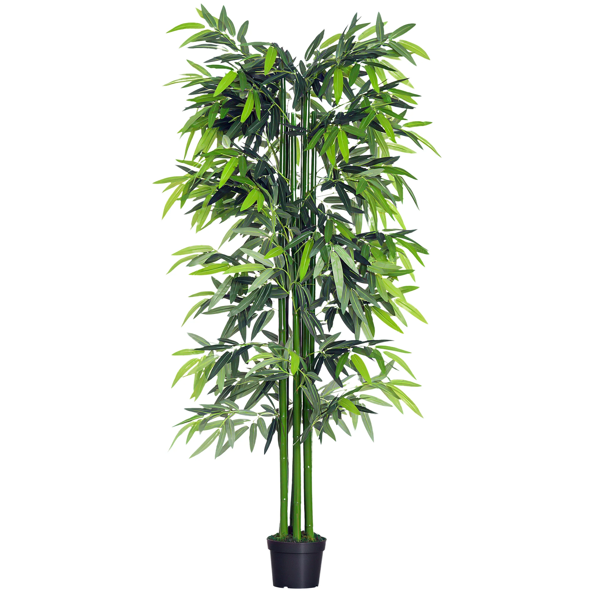 Outsunny Outsunny Bambou Artificiel XXL 1,80H m arbre artificiel Feuilles denses réalistes Pot Inclus Noir Vert