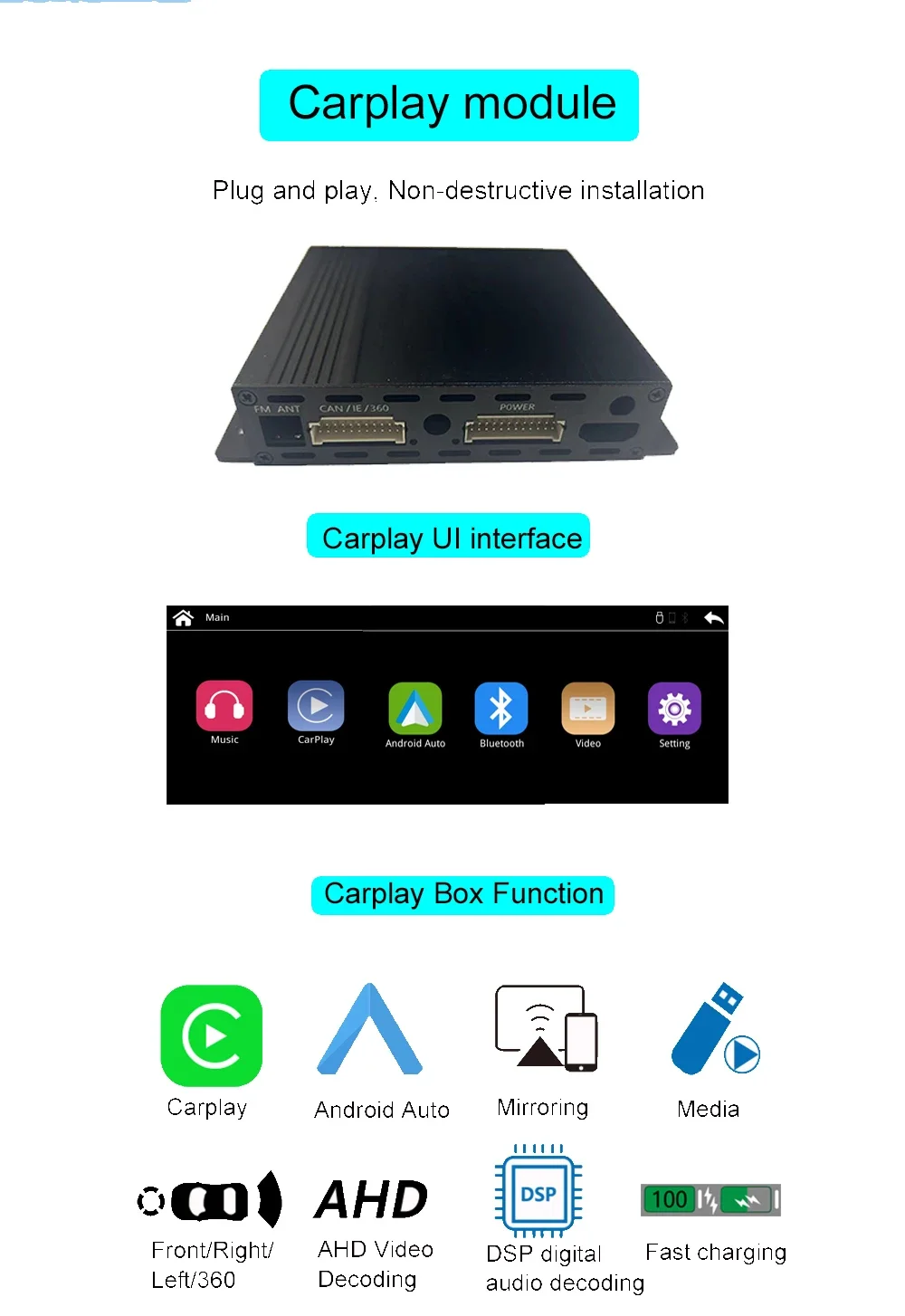OEM Head Units Android Auto Interface for Toyota Alphard 2015-2019 Mirror Link Radio Car Play Wireless Apple Carplay