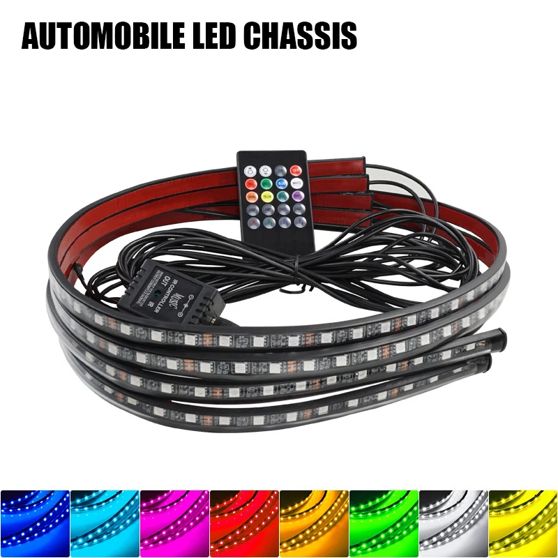 

LED Car Underbody Neon Light Flexible Strip Underglow Remote APP Voice Control Color Auto Decorative Ambient Atmosphere Lamp