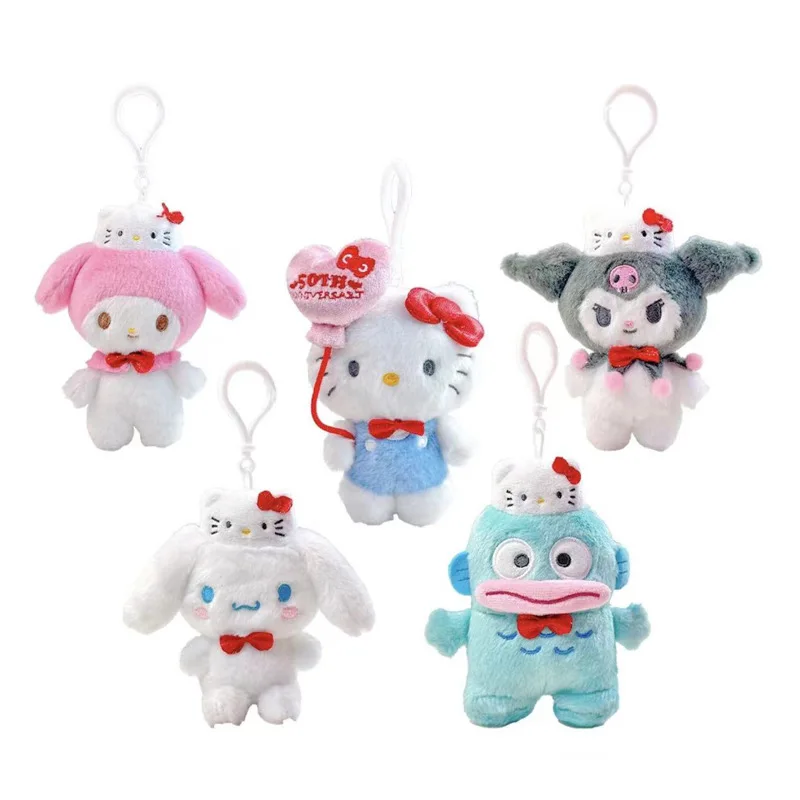 

Новинка в японском стиле Sanrio на 50-ю годовщину Hello Kitty Kuromi Melody Cinnamoroll Симпатичная плюшевая игрушка брелок Подвеска подарок для девочки