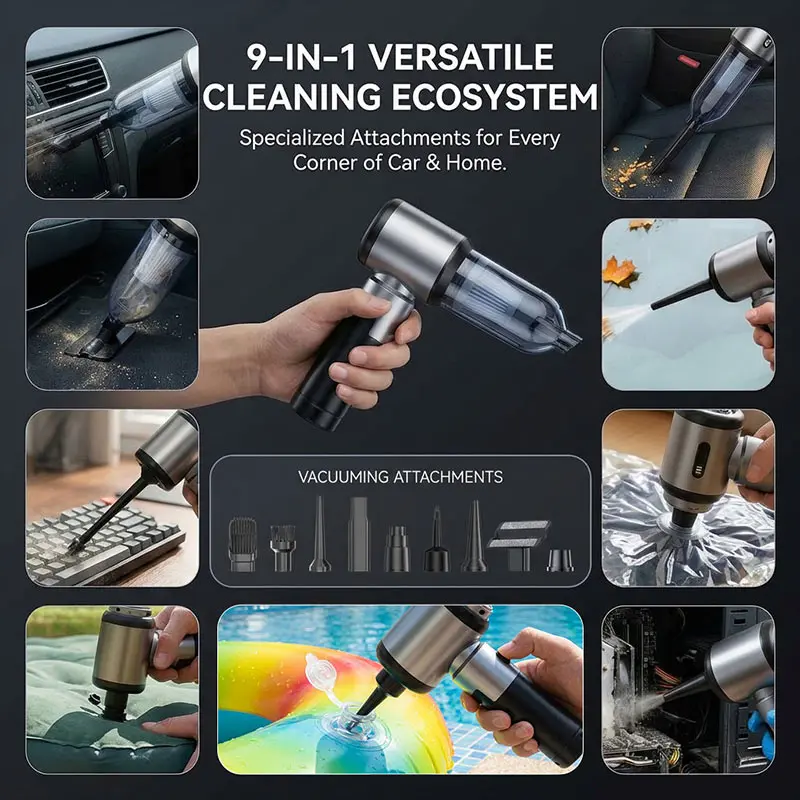 SUITU 2in1 Wireless Handheld Car Vacuum Cleaner &Tire Inflator Portable Multifunctional Air Pump For Car Bike Ball Household Use