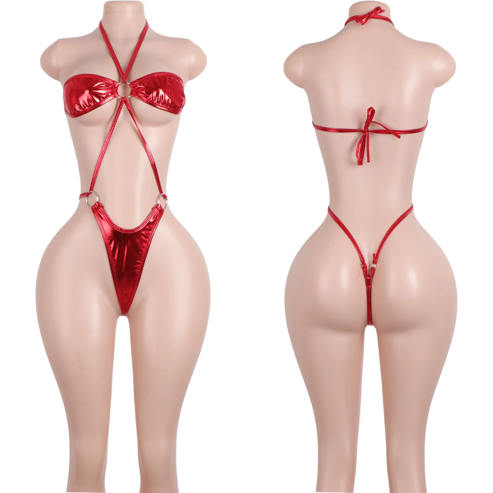 

Metal Hoop Bikini Set Dancer Outfits Lingerie Thong String Rave Wear Women's Leotard Festival Outfit Wholesale Exotic Dancewear