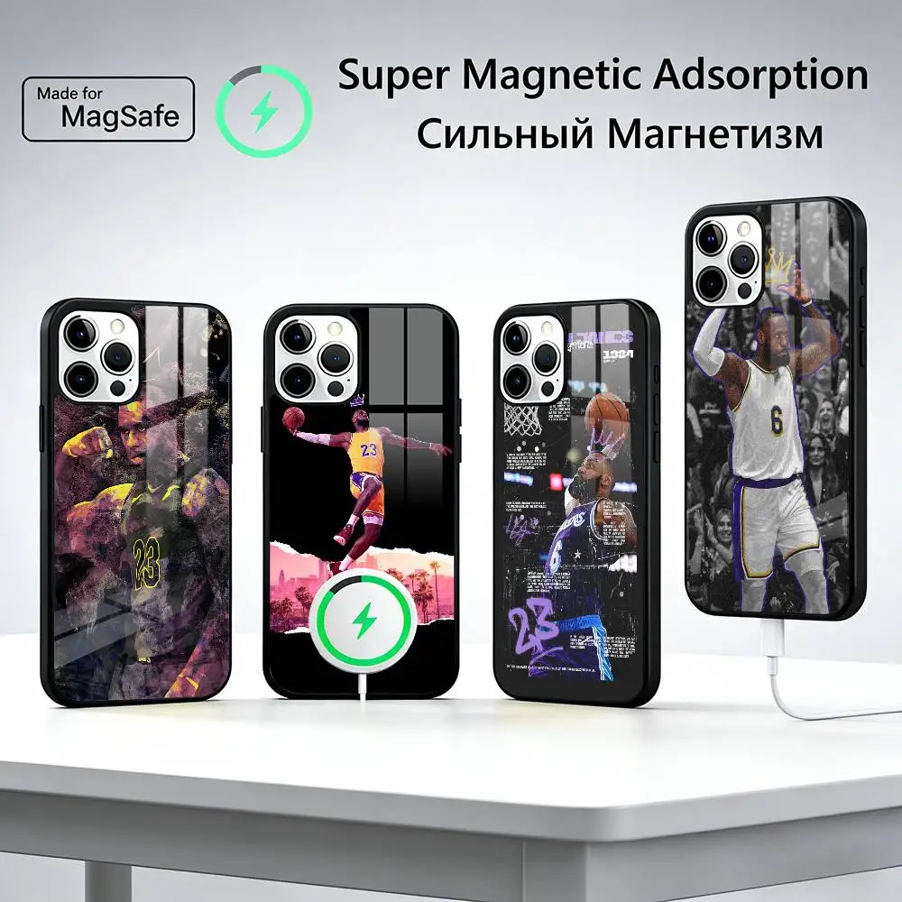 

Basketball Superstar LeBron James For Magsafe Phone Case for iPhone 17 16 15 14 13 12 11 Series Wireless Charging