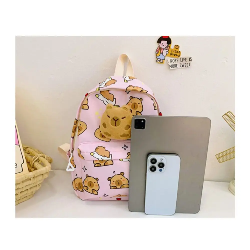 New Cartoon Capybara Backpack Simple Large Capacity Shoulder Bags Pattern Plush Book Bag