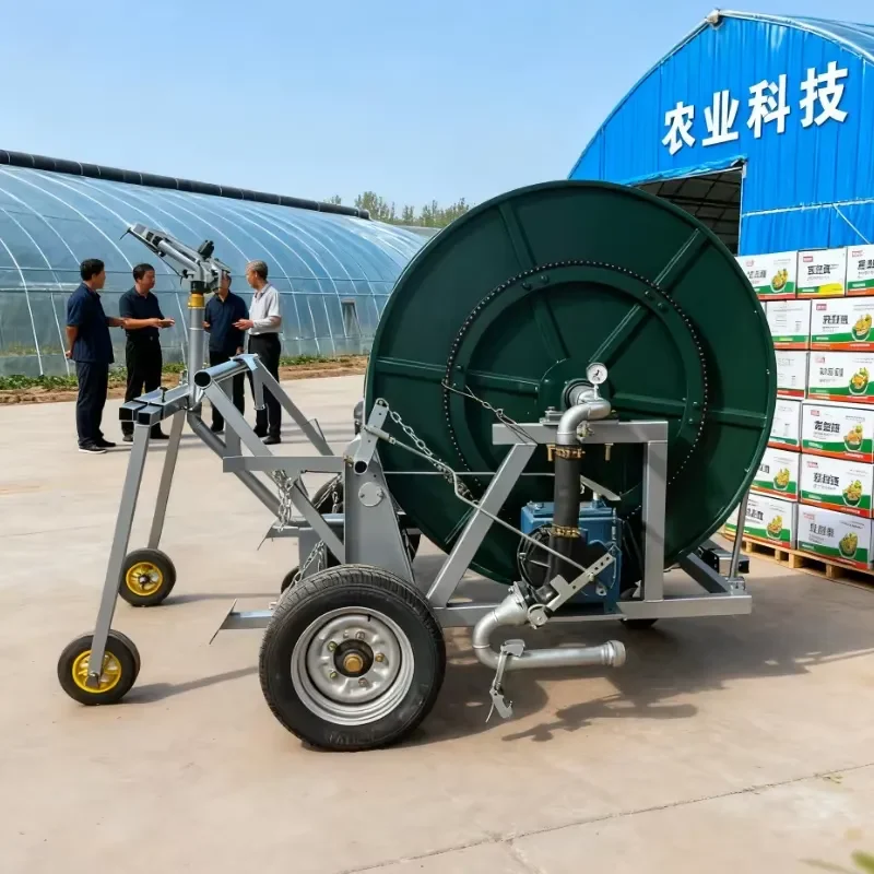 Spray Farm Drip Irrigation Systems Hose Reel Irrigator with Rain Traveling Long Distance Sprinkling Irrigation Equipment