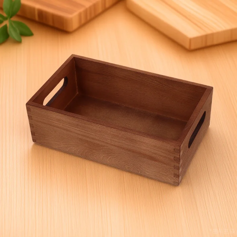 

Wood Crate Box Sundries Organizer Storage Bin Solid Wood Multi-Functional Office Pantry Organizer Storage Container