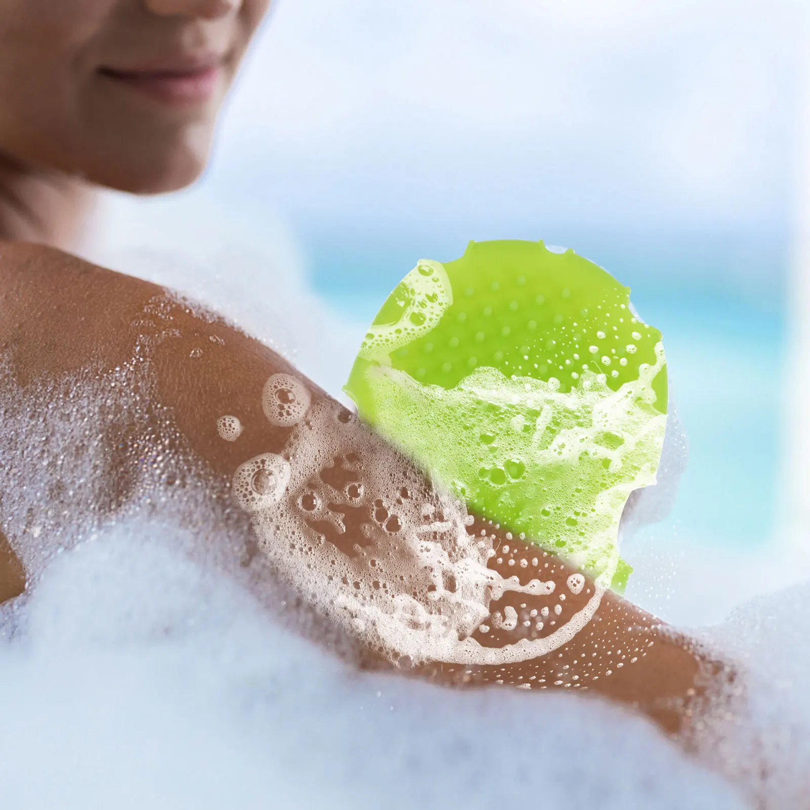 

Silicone Scrubber 2 In 1 Exfoliating Massage Brush For Shower Bath Ergonomic Design Dense Bristles Foaming Cleansing Tool