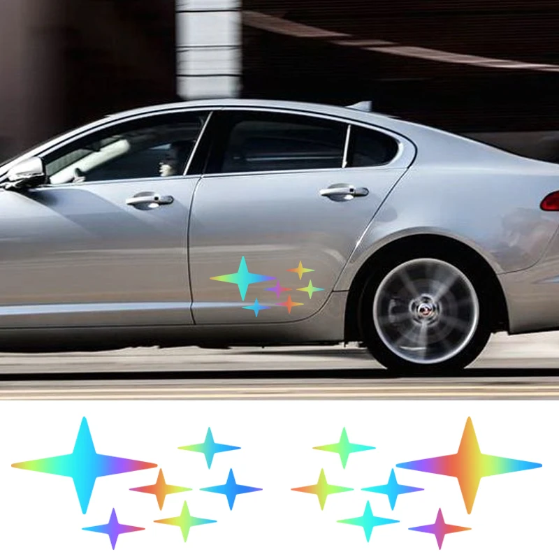 

2 шт., наклейки на кластер с юбкой и звездами, наклейки на боковую дверь автомобиля, водонепроницаемые, «сделай сам», царапины, самоклеящиеся наклейки на боковую дверь автомобиля