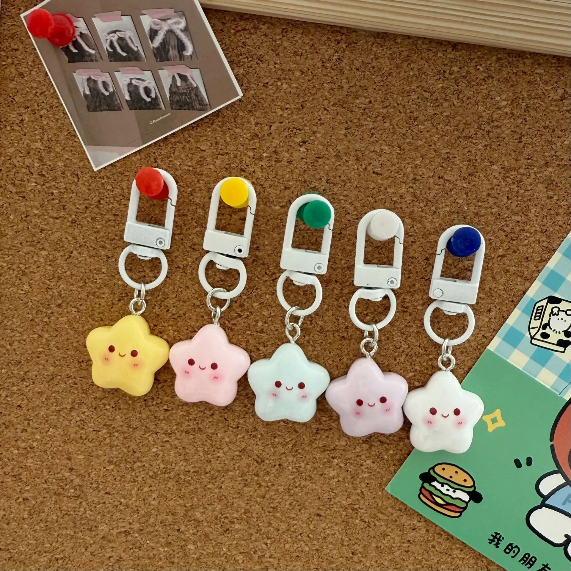 Keychain Cute Blush Star Charm Soft Adorable Pendant for Student Couple Best Friend Bag Accessory Gift Portable Durable Metal