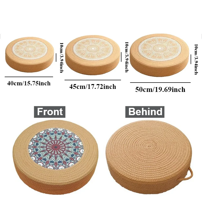 Japanse stijl natuurlijk rotan vloerkussen rond stro zitkussen dik geweven mat voor terras zwembad veranda kustwoonkamer