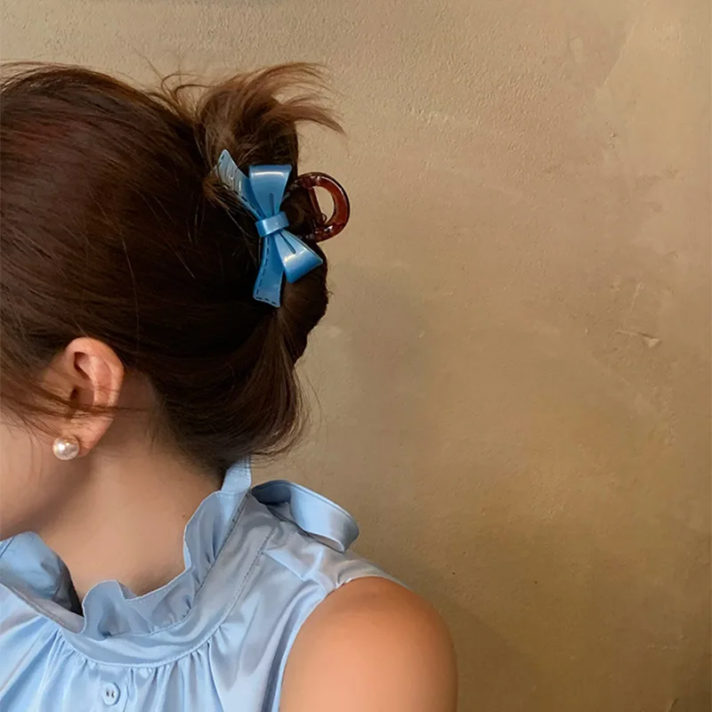 Acetate Bowknot Fashion Design Hair Claw Clips Headwear for Women 2024 Korean Sweet Colorful Delicate Hairpin Hair Accessories