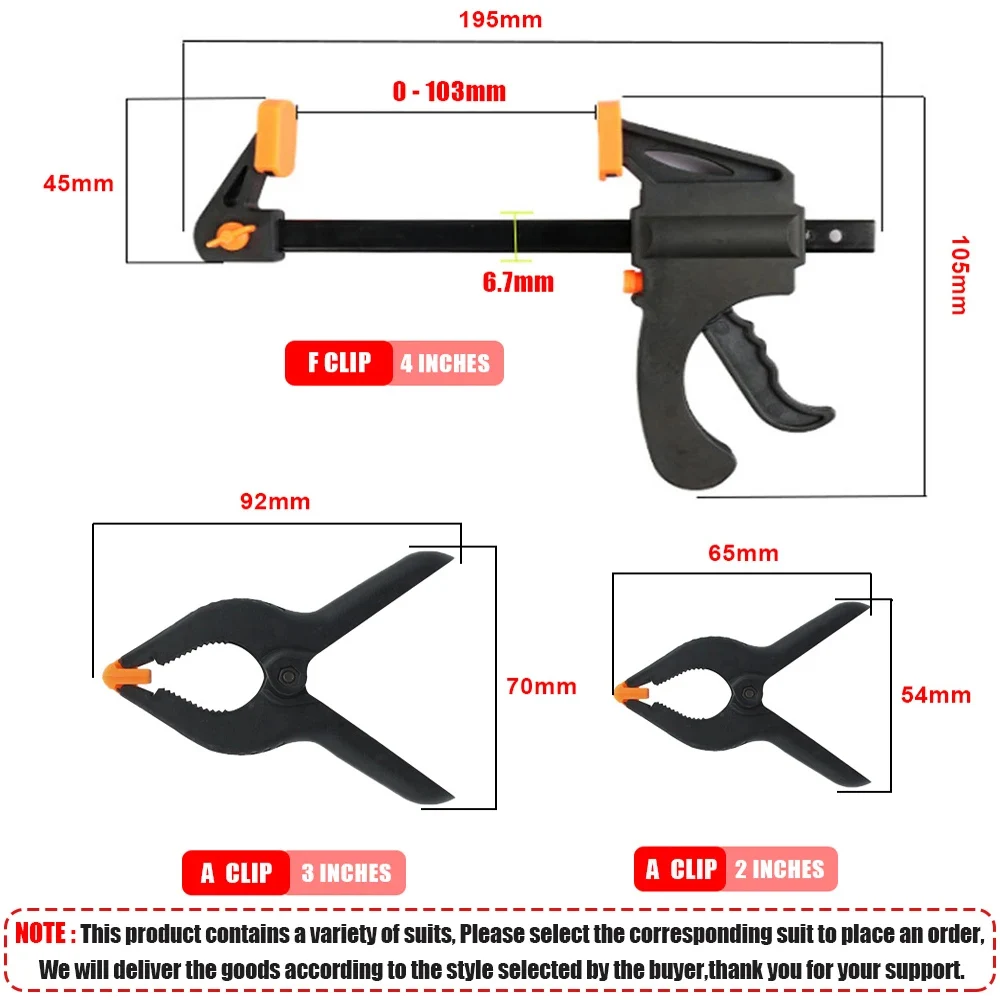 Herramienta de mano para carpintería, Kit de Clip de abrazadera F, liberación rápida de trinquete, apretón de velocidad