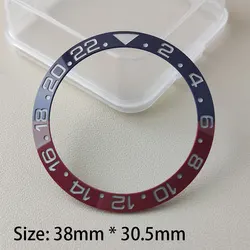 38*30.5mm Original High Quality Bezel deep blue red GMT Inlaid Ceramic Bezel Watch Accessories Suitable For 40mm NH35/NH36 Watch