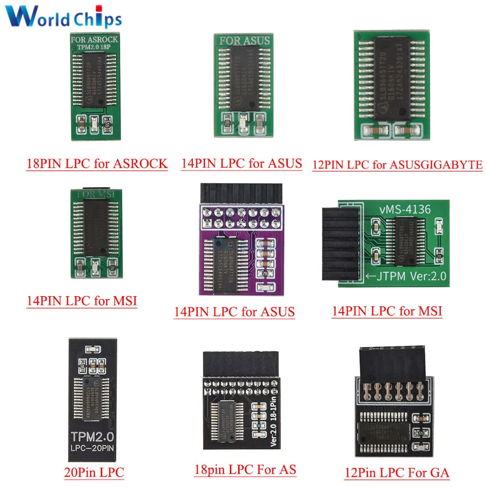 TPM 2.0 Encryption Security Module Remote Card Suitable for Win11 Upgrade Test LPC 12 14 18 20Pin Support Multibrand Motherboard