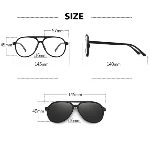 Imagen 2 del producto Gafas de sol polarizadas piloto 6 en 1 para miopía, novedad de 2024, gafas con Clip magnético para hombres y mujeres, gafas graduadas ópticas-0,5 a-6,0