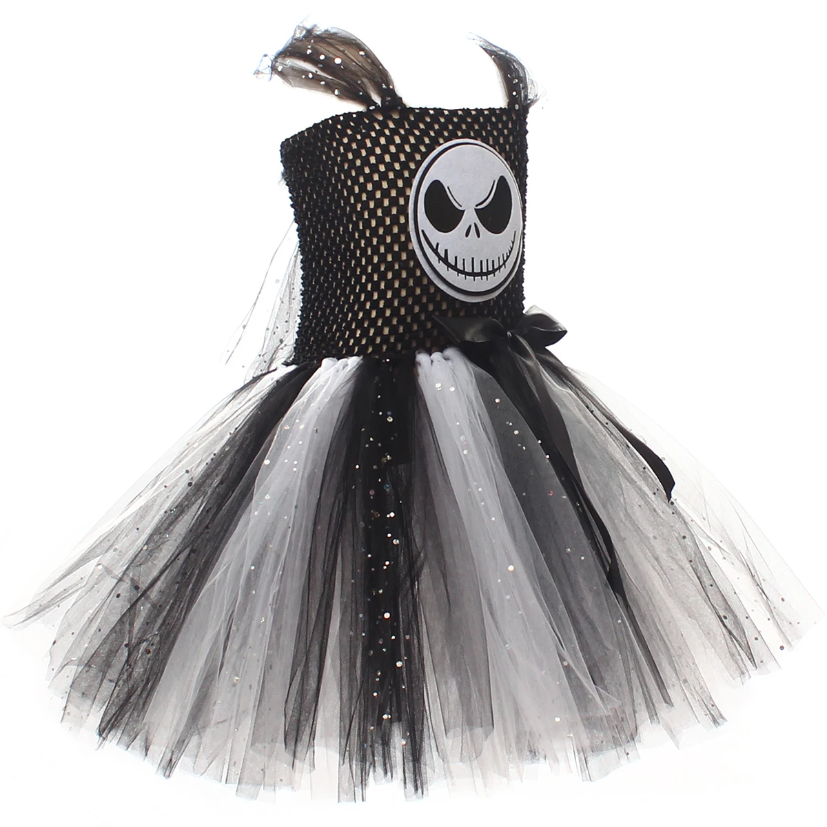 Nightmare Before Christmas Jack Kostüm Mädchen Halloween Skelett-Tutu-Kleid Kinder Cosplay Schwarz-Weiß Geister-Grusel-Outfits – Detail 11