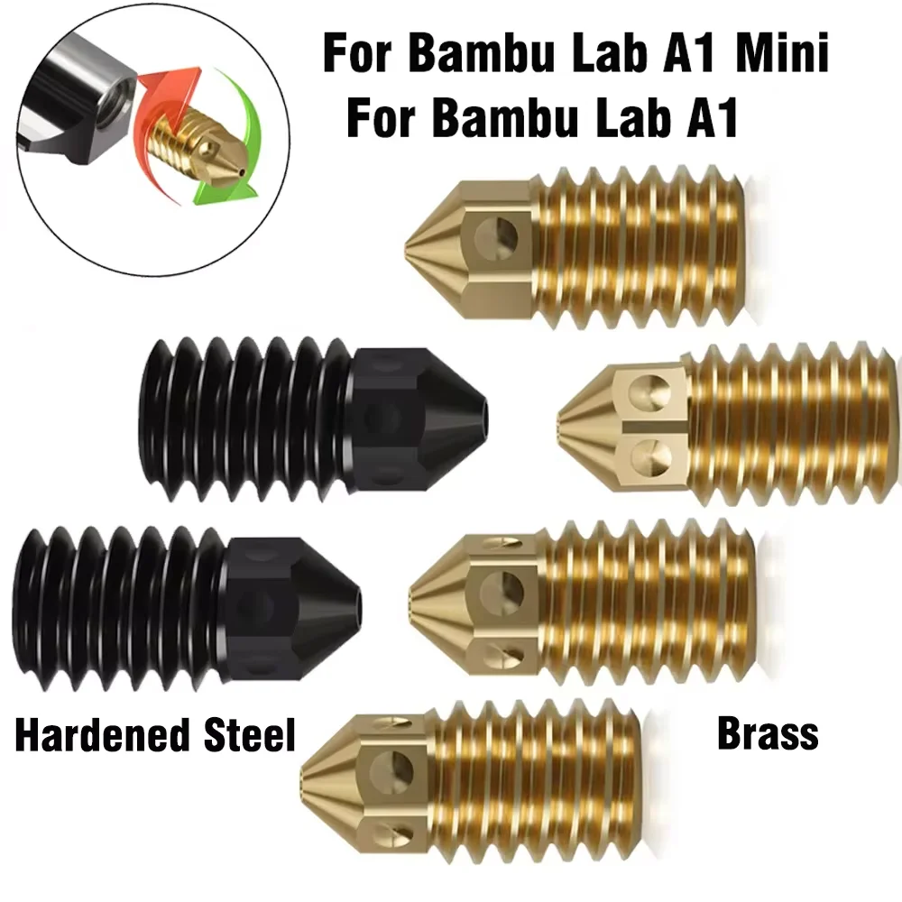 Nozzle For Bambu Lab A1/A1 Mini 0.2 0.4 0.6 0.8mm Hard steel replaceable Nozzle For Bambulab A1 Upgrade Hotend