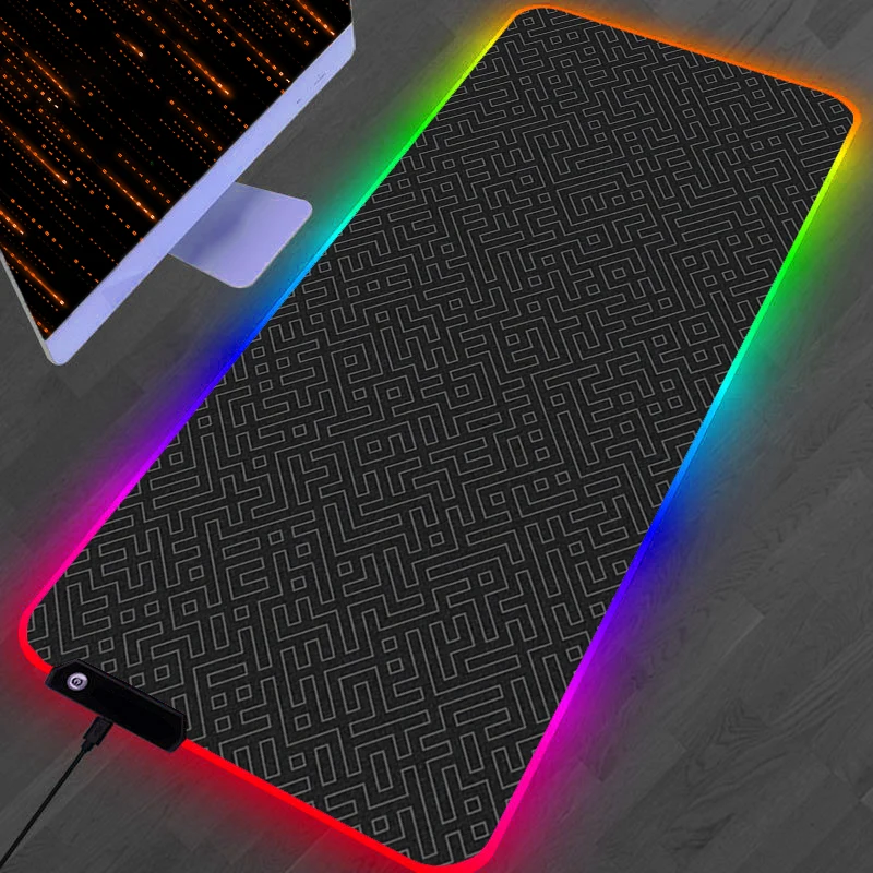 RGB Mouse Pad LED Gaming Topographic Map Seamless Desk Mat Anti-skid Laptop Pc Accessories Rug Playmat Mousepad Cool Game Mats