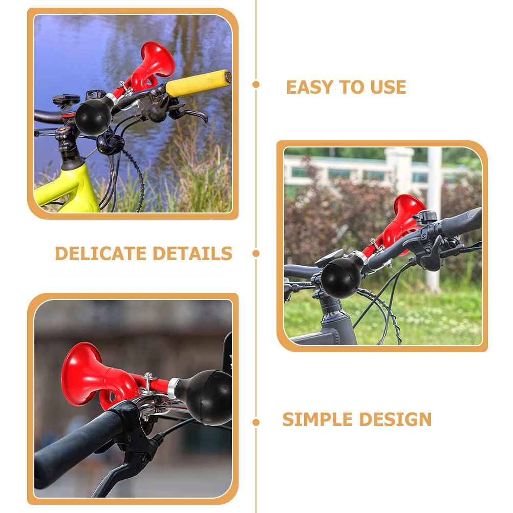 2Pcs Bike Horn Aluminum Alloy Manual Squeeze Bell Loud Safety Warning Cycling Horn for Mountain Road Foldable Bicycles
