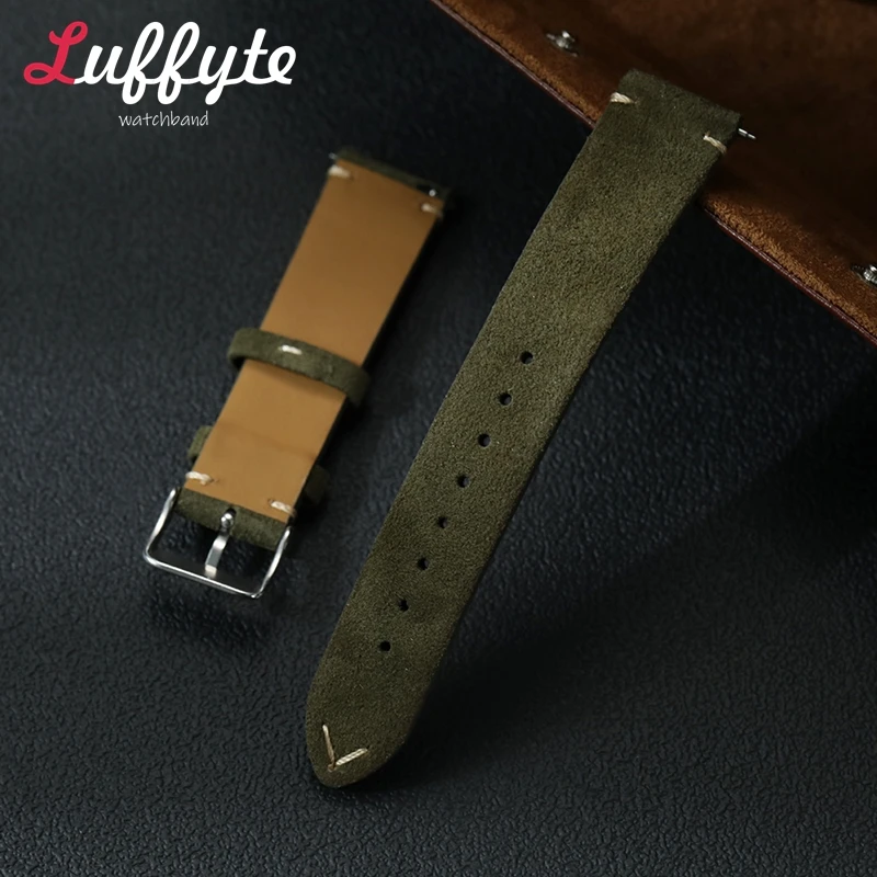 خمر جلد الغزال حزام (استيك) ساعة 18 مللي متر 20 مللي متر 22 مللي متر اليدوية الرجال النساء ساعة اليد حزام الإفراج السريع Smartwatch حزام الساعات