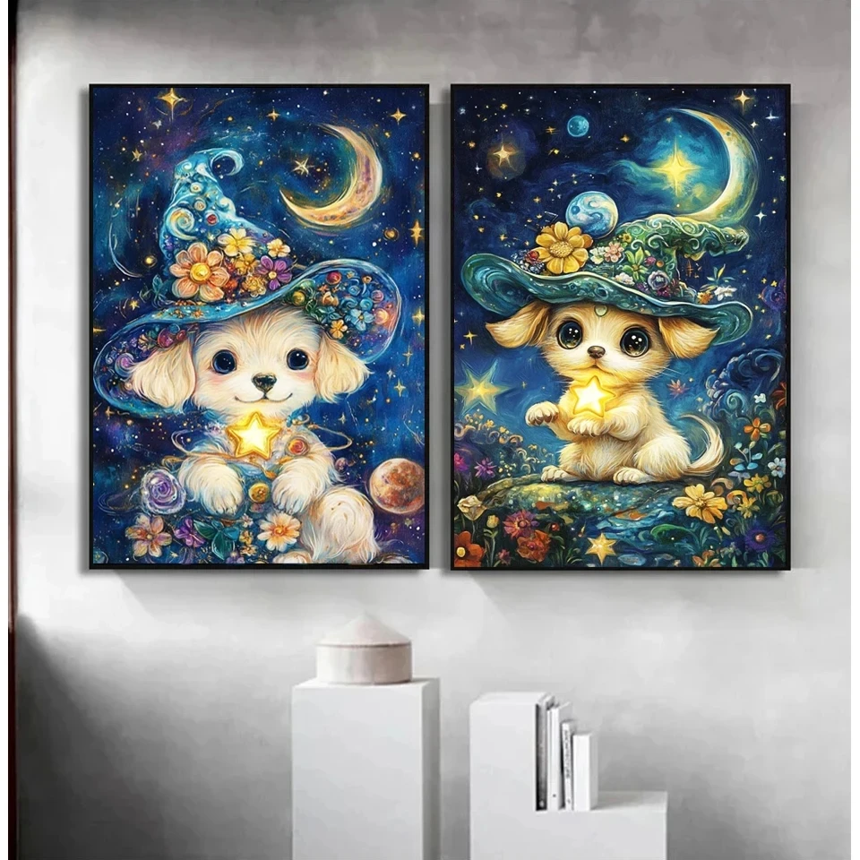 

5D Diy Diamond Painting New Cross Stitch Puppy Wizard Star Magic Full Square Round Diamond Embroidery Mosaic Handmade Art Gift