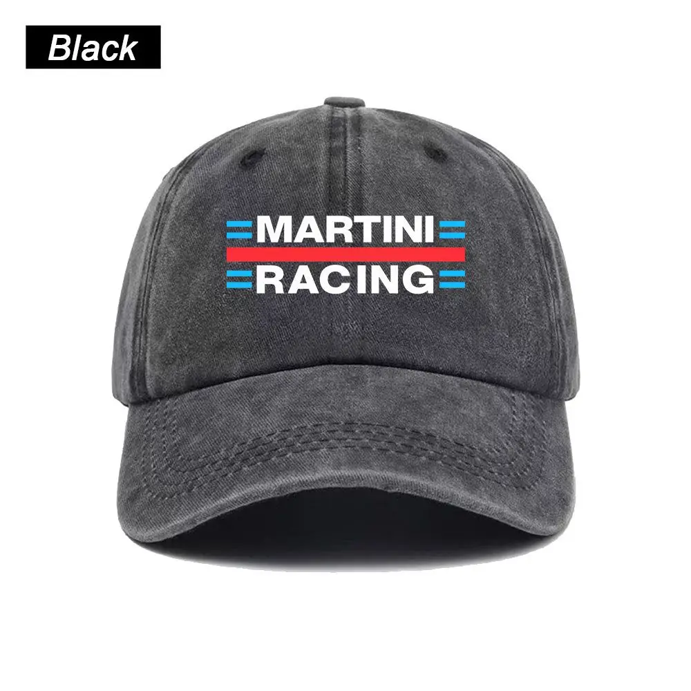 Vintage Washed Baseball Cap Martini Racing Print Graphic Unisex Streetwear Casual Trucker Style Summer Cotton Sun Hat