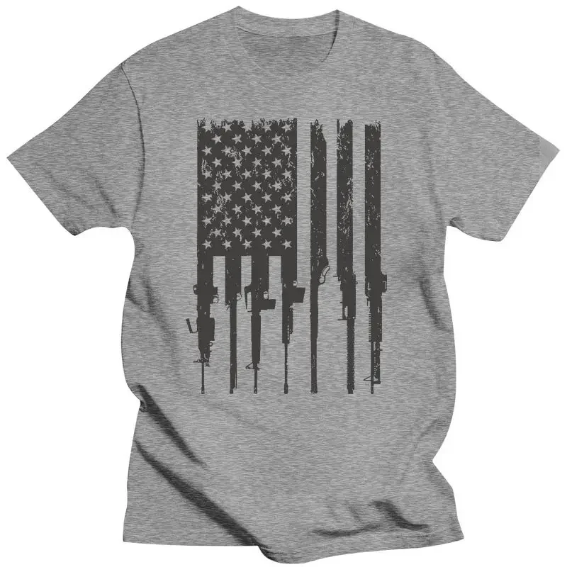 Made In The Us 100% Cotton Grey Brand Clothing Tops Tees 034030 New 2024 Grunt Style Rifle Flag Licensed T Shirt heavyweight see