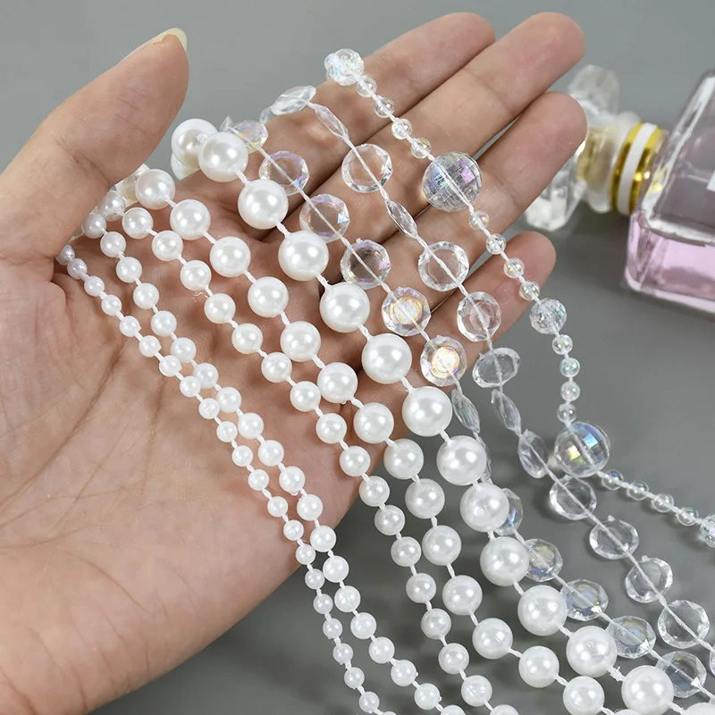 3meter ABS Imitation Pearl Round Beads String Chain Garland Wedding Party Decoration DIY Clothing Accessories Jewelry Making