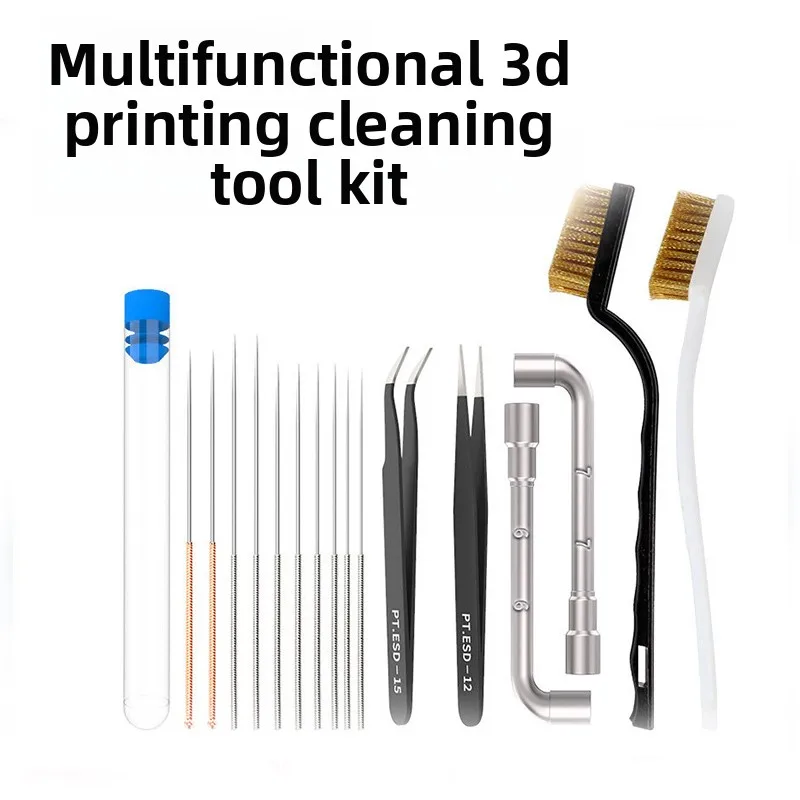 

3D Printer Accessories Cleaning Kit 17-piece set, brush tweezers 6/7mm perforated wrench kit compatible