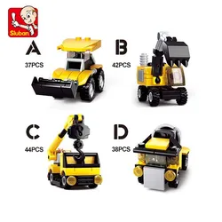 Sluban Building Block Toys Mini Builder Set City  B0592/B0593/B0595/B0596 Excavator Police Fire Control Compatbile With Leading