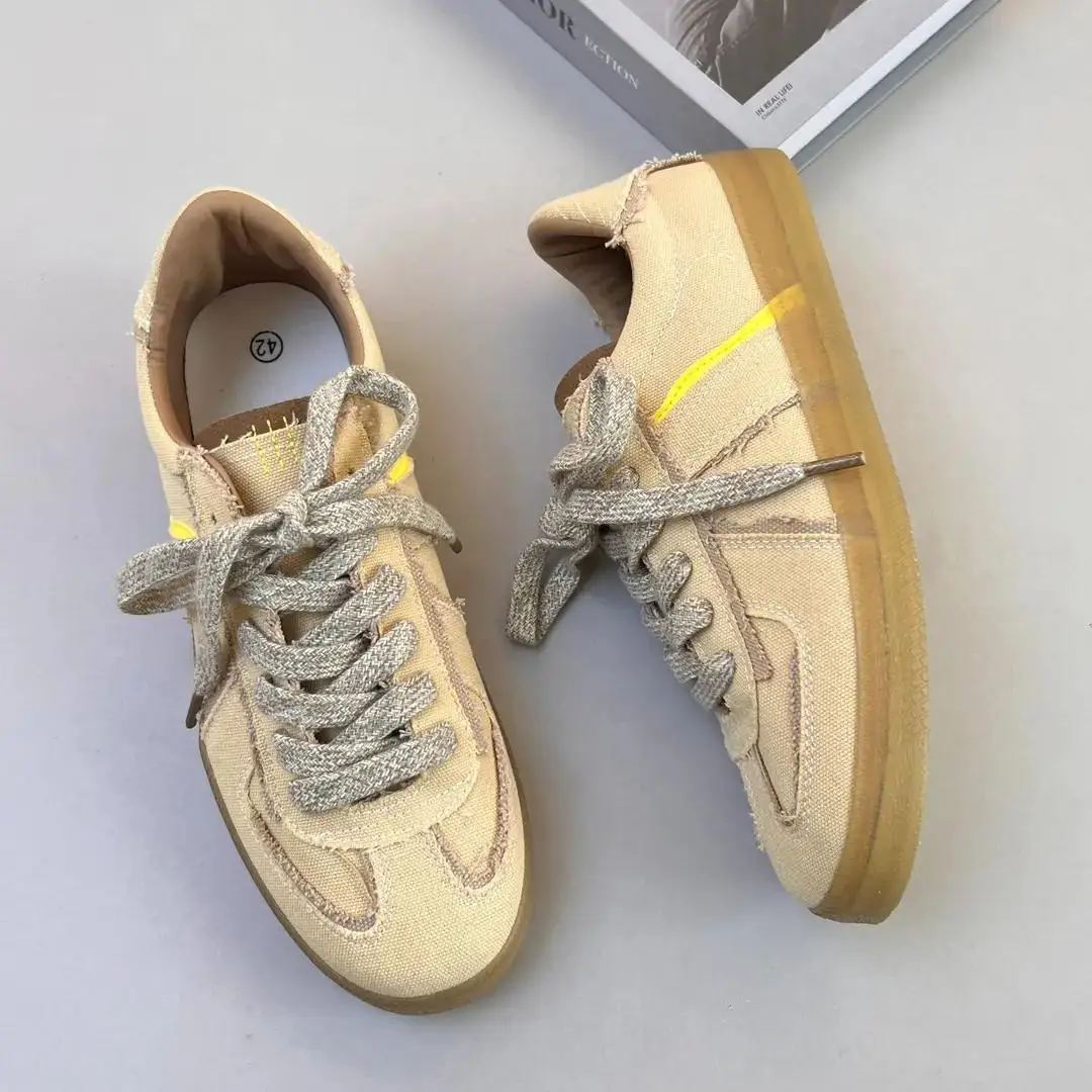 Men's Lightweight Breathable Canvas Shoes Summer Casual Solid Color Fashion Sneakers