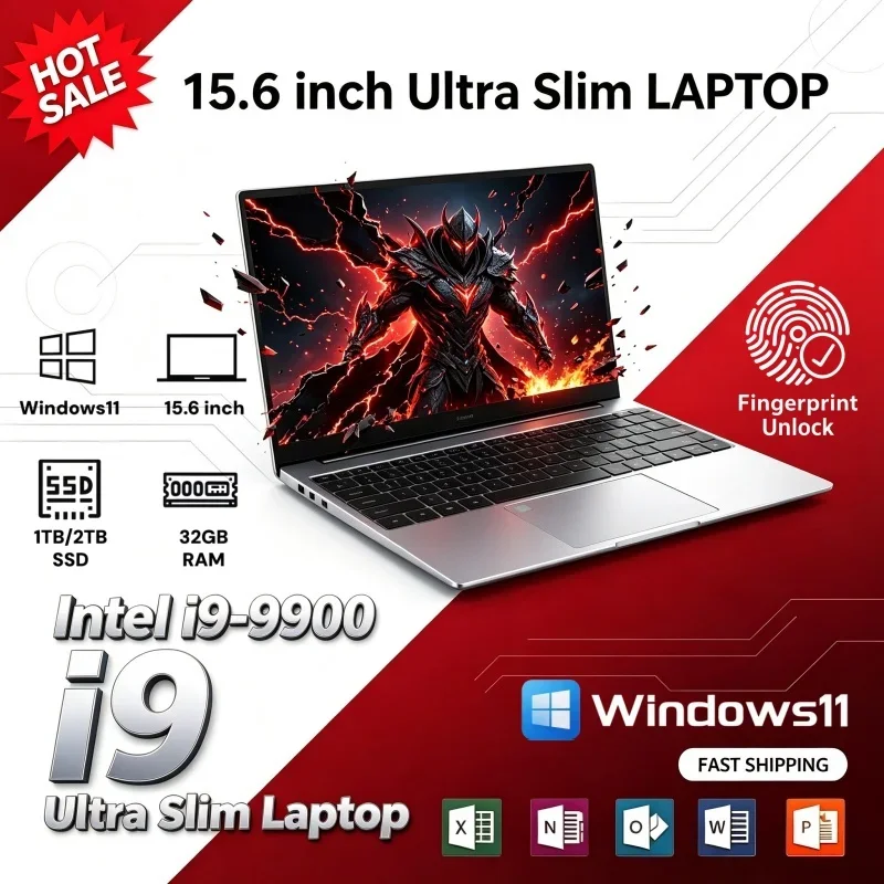 Intel i9-9900 High-end Portable Laptop 2026 Windows11 1/2TB Large SSD 15.6 Inch 16GB/32GB RAM