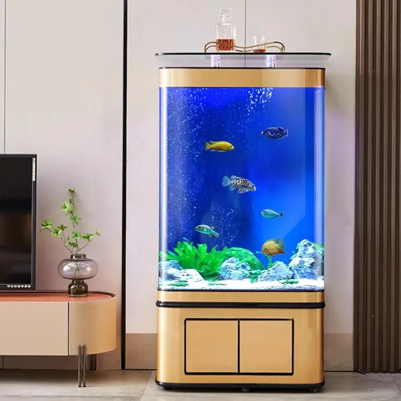 Change Water Intelligent Mute Aquarium  Glass Fish Tank Large Floor Office Living Room Ecological