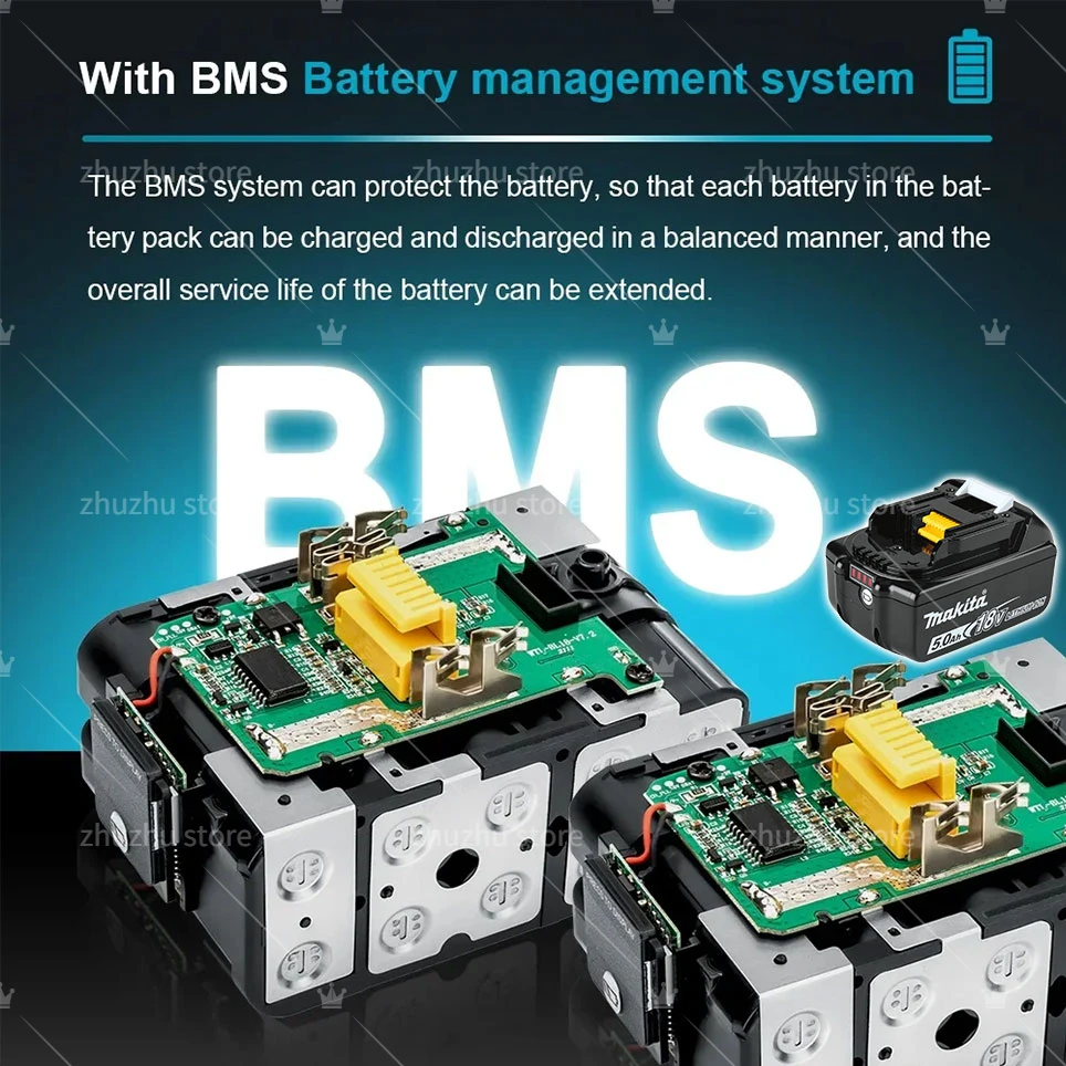 100% Original Makita 6Ah/5Ah/3Ah for Makita 18V Battery BL1830B BL1850B BL1850 BL1840 BL1860 BL1815 Replacement Lithium Battery