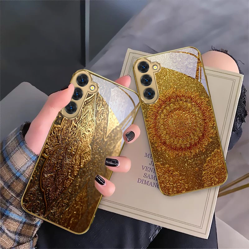 삼성 갤럭시 S20 FE S21 S22 S23 플러스 S24 울트라 S25 울트라 S21+ S9+ S22플러스 골든 클래식 엠블럼 골든 글래스 폰 케이스
