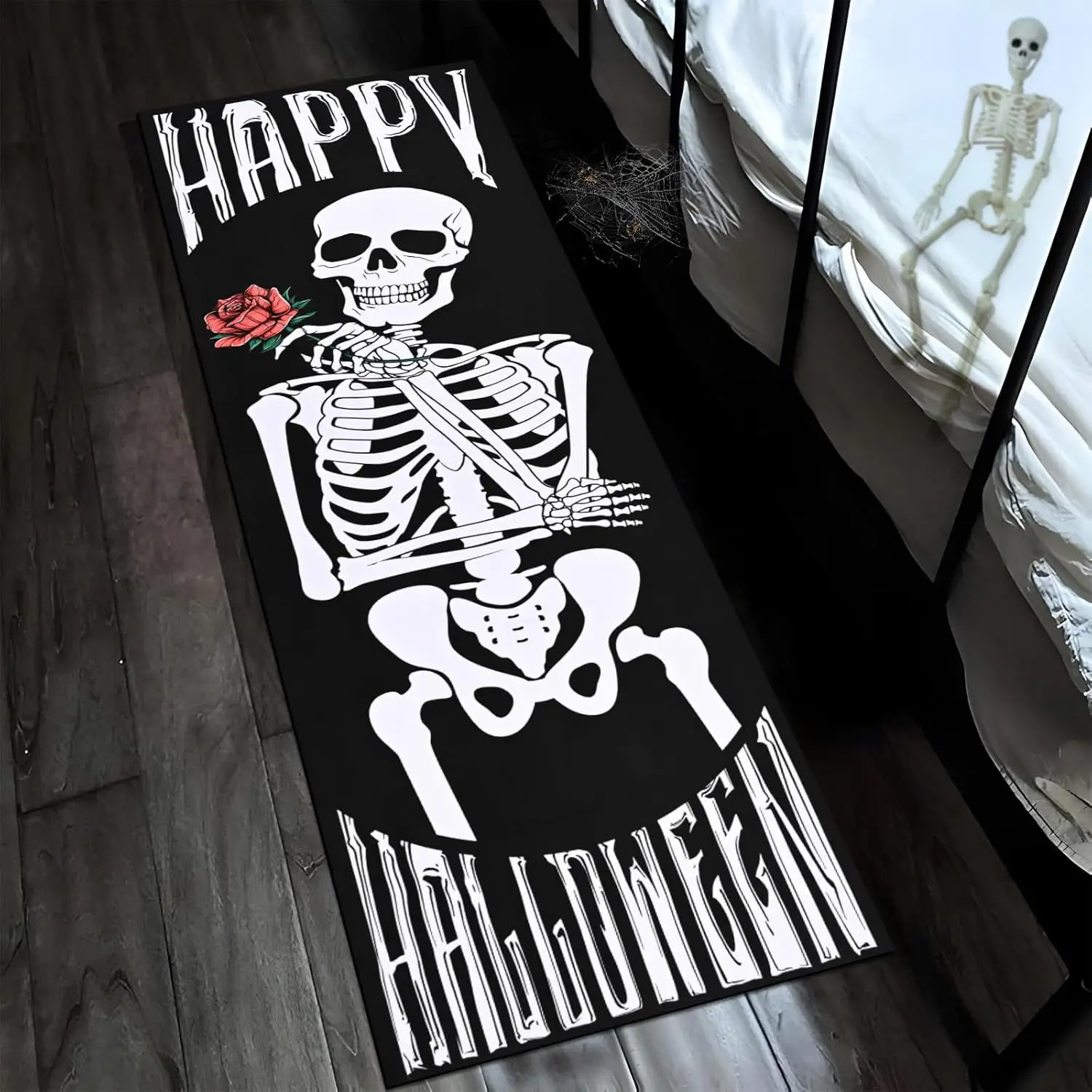 Dark Gothic Thriller Skull Halloween Decorative Floor Mat Bedroom Bedside Blanket Living Room Creative Carpet